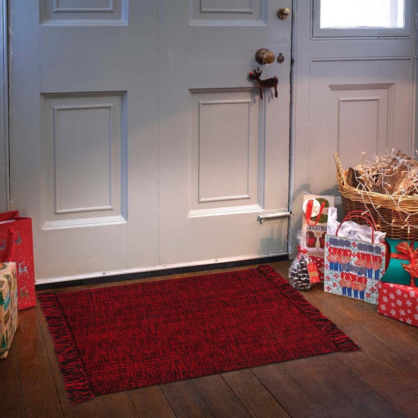 Collive Christmas Entryway Rug, 2' x 3' Hand-Woven Low Profile Winter ...