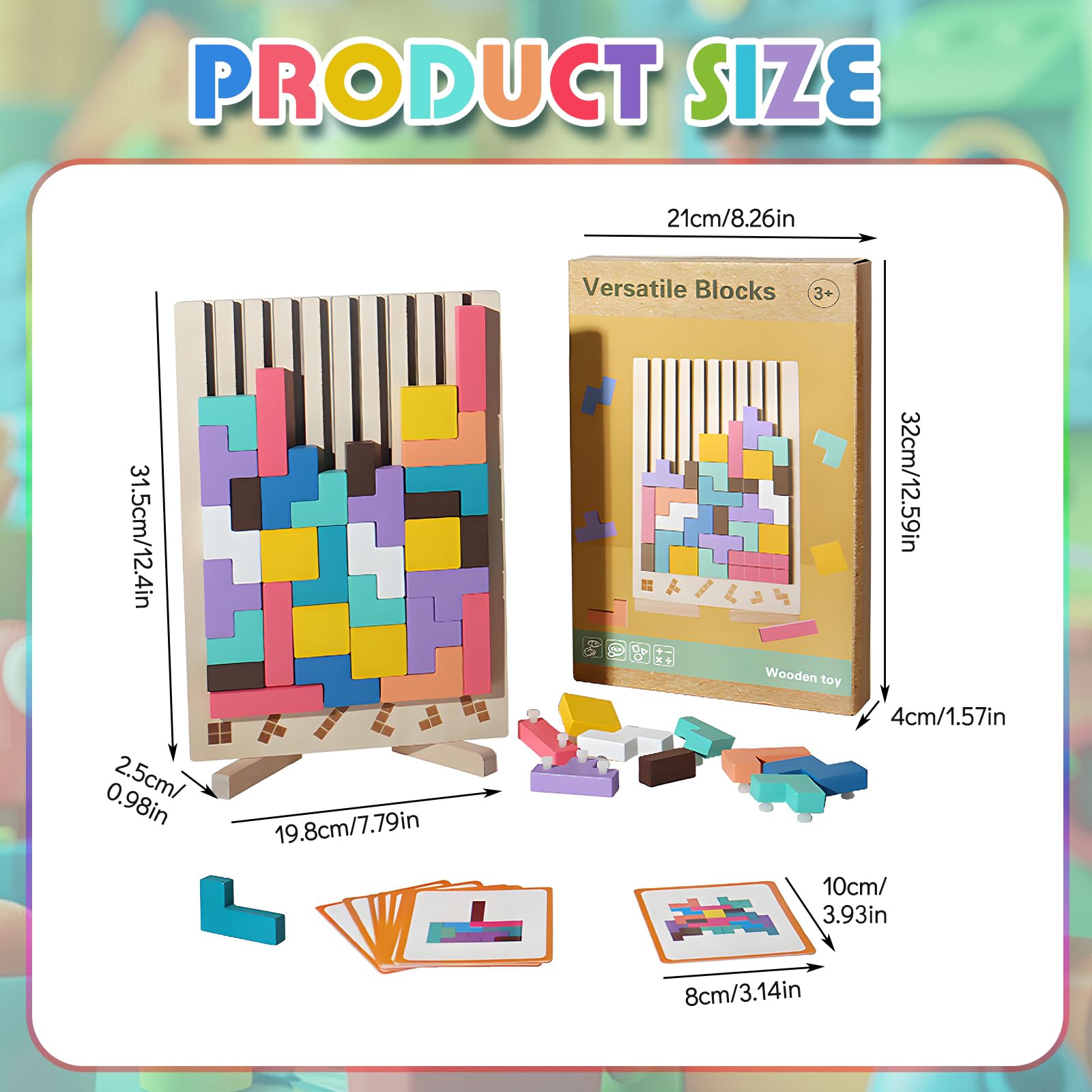 Tetris Gioco per Bambini con Borsa,Puzzle di Legno Tetris Giocattolo Montessori,Cervello Giocattoli, Intelligenza Jigsaw Rompicapo, Regali Educativi per Bambini