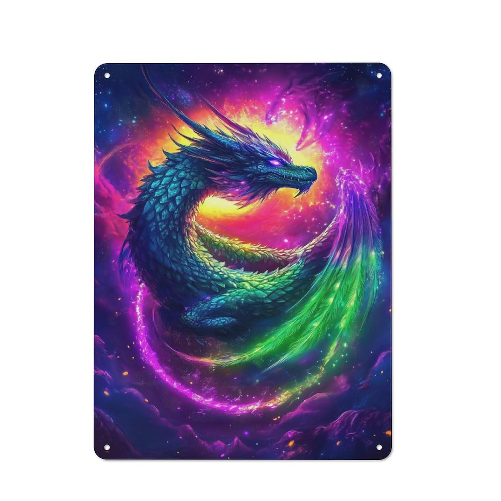 Junmoney Aurora Sun Wyvern Dragon Cottage Tin Sign 40X30cm Featuring Porch Wall Decor For Shed, Garden Room, Porch Or Garage
