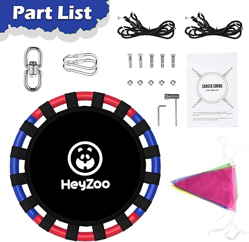 Miniatura 6 de Columpio de platillo, juegos de columpios de 40 pulgadas para patio trasero y patio de juegos al aire libre, capacidad de peso de 900 libras, con