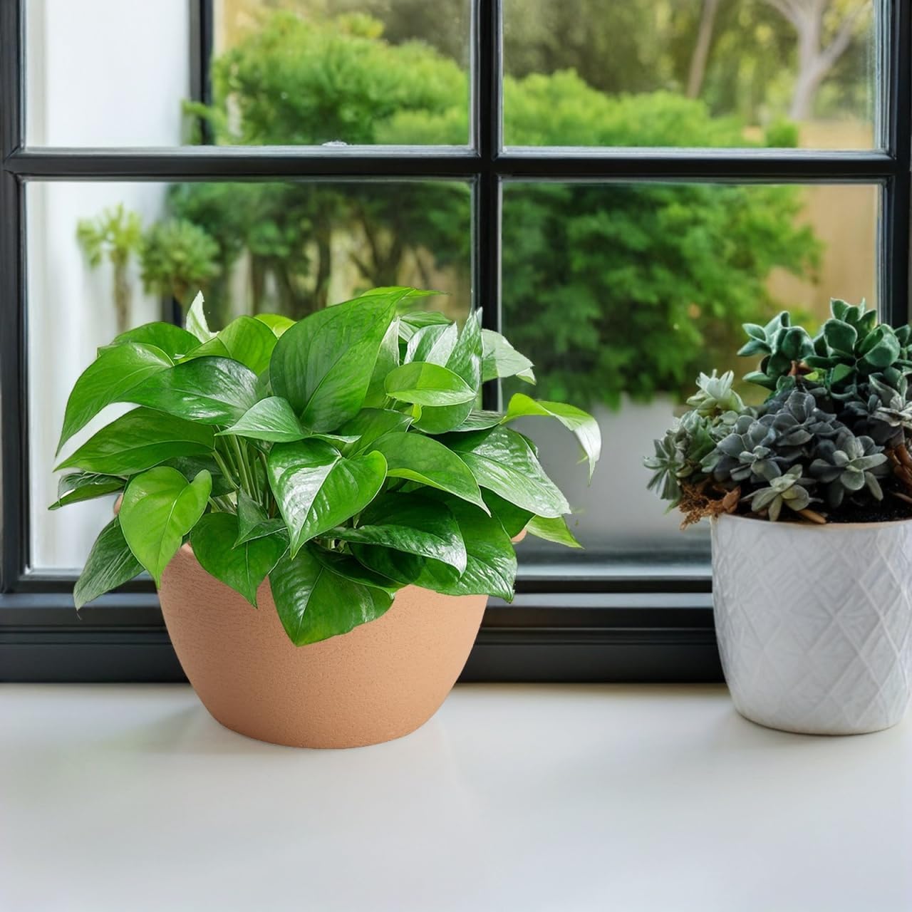 Mikikit Hanging Flowerpot for Supplies Wall Hanging Planter Semicircular Clay Pot