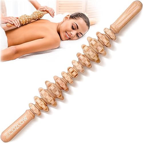 Vista 36 de COZLOW Rodillo de masaje de madera (12 rodillos) – Herramienta de masaje de terapia de madera curvada para esculpir el cuerpo, liberación de fascia