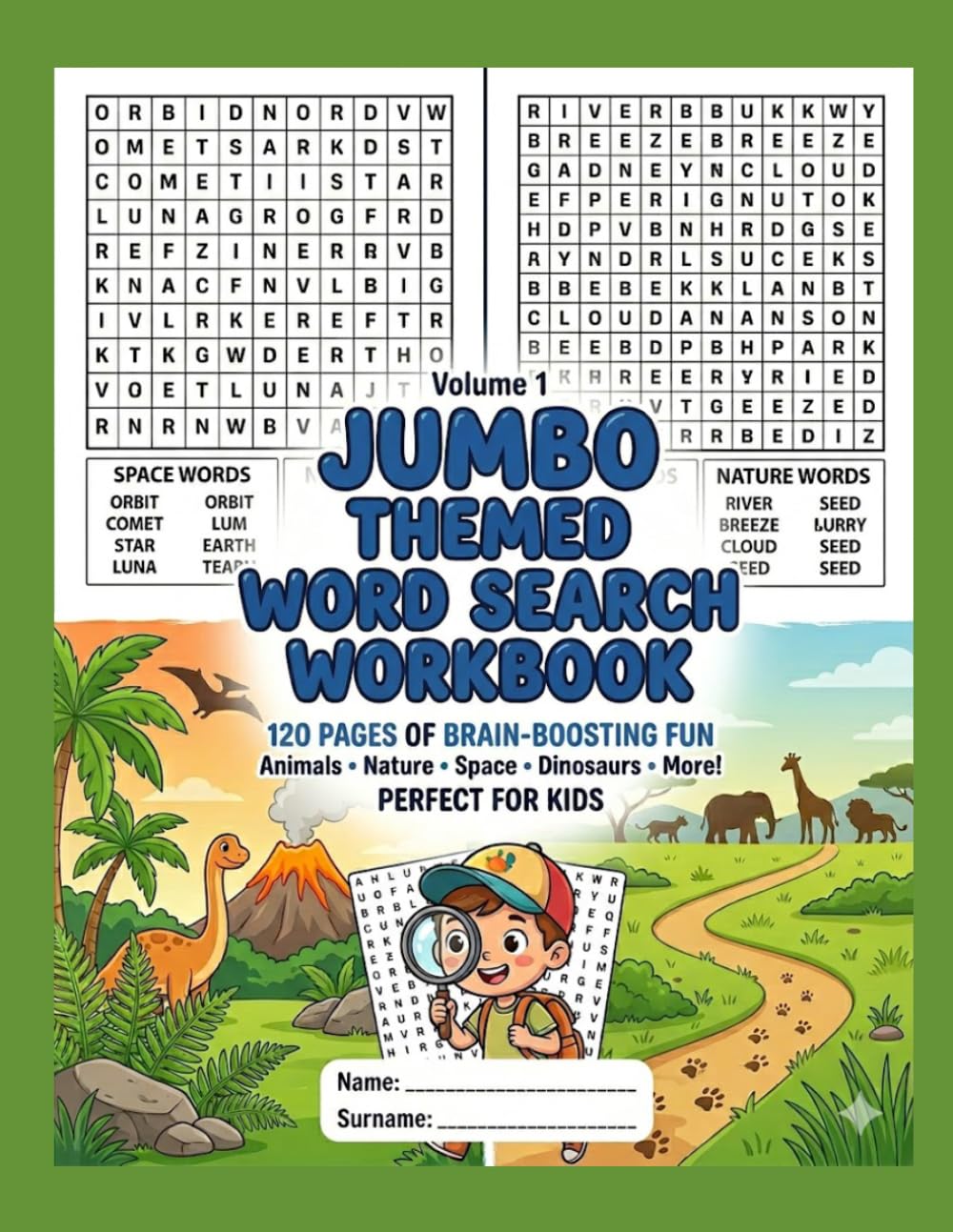 Jumbo Themed Word Search Workbook: 120 Pages