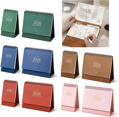 Miniatura 2 de 2026 Desk Calendar Twin-Coil Binding 16 Month Paper Calendar From Sep 2025 To Dec 2026 Office Tabletop Calendars Planner Retro Office Planner