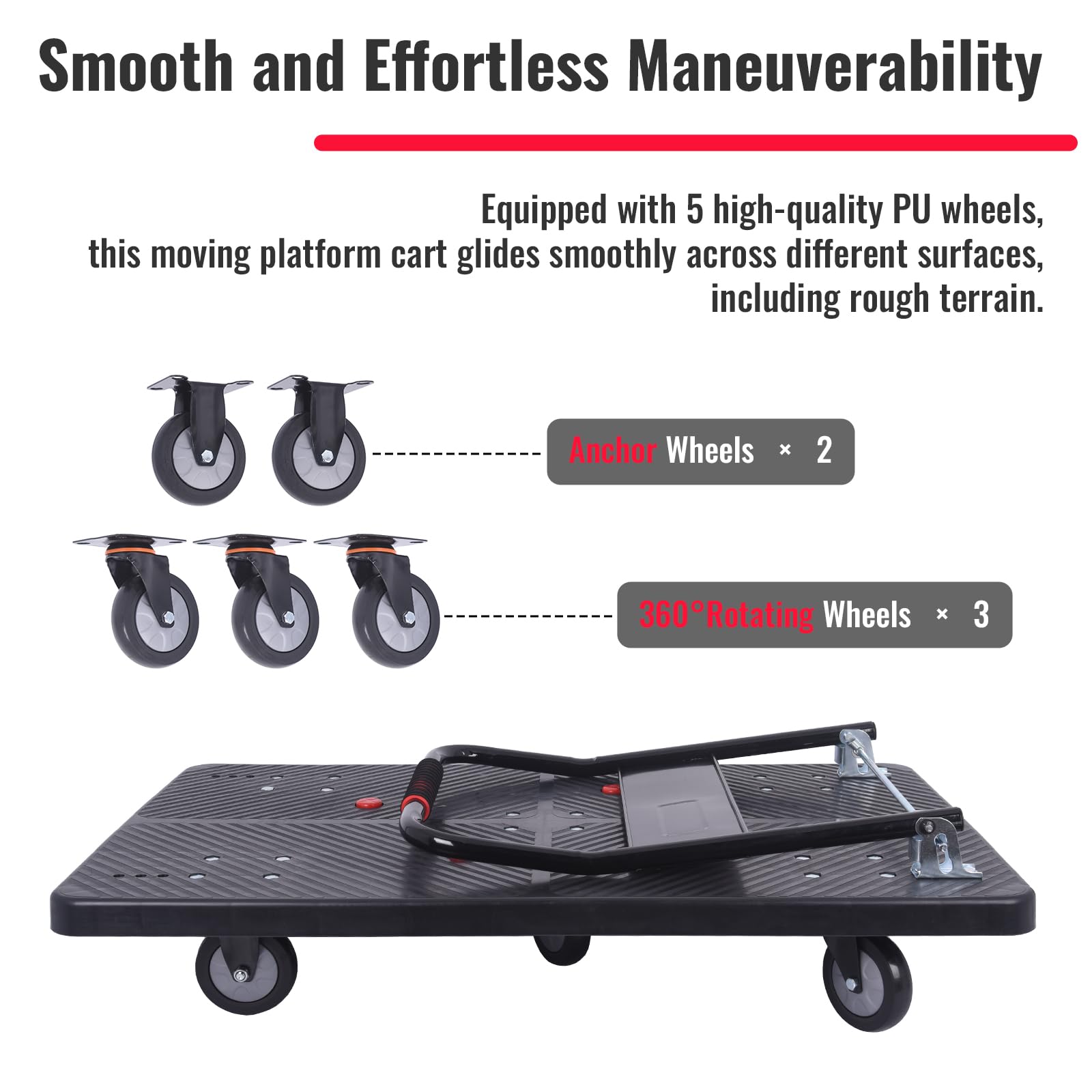 Foldable Platform Truck Dolly - 1320lbs Heavy Duty -4