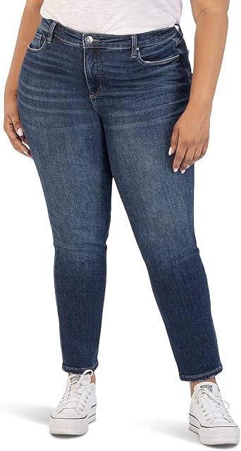 KUT from the Kloth Plus Size Reese High-Rise Fab Ab Ankle Straight Regular Hem in Enchantment