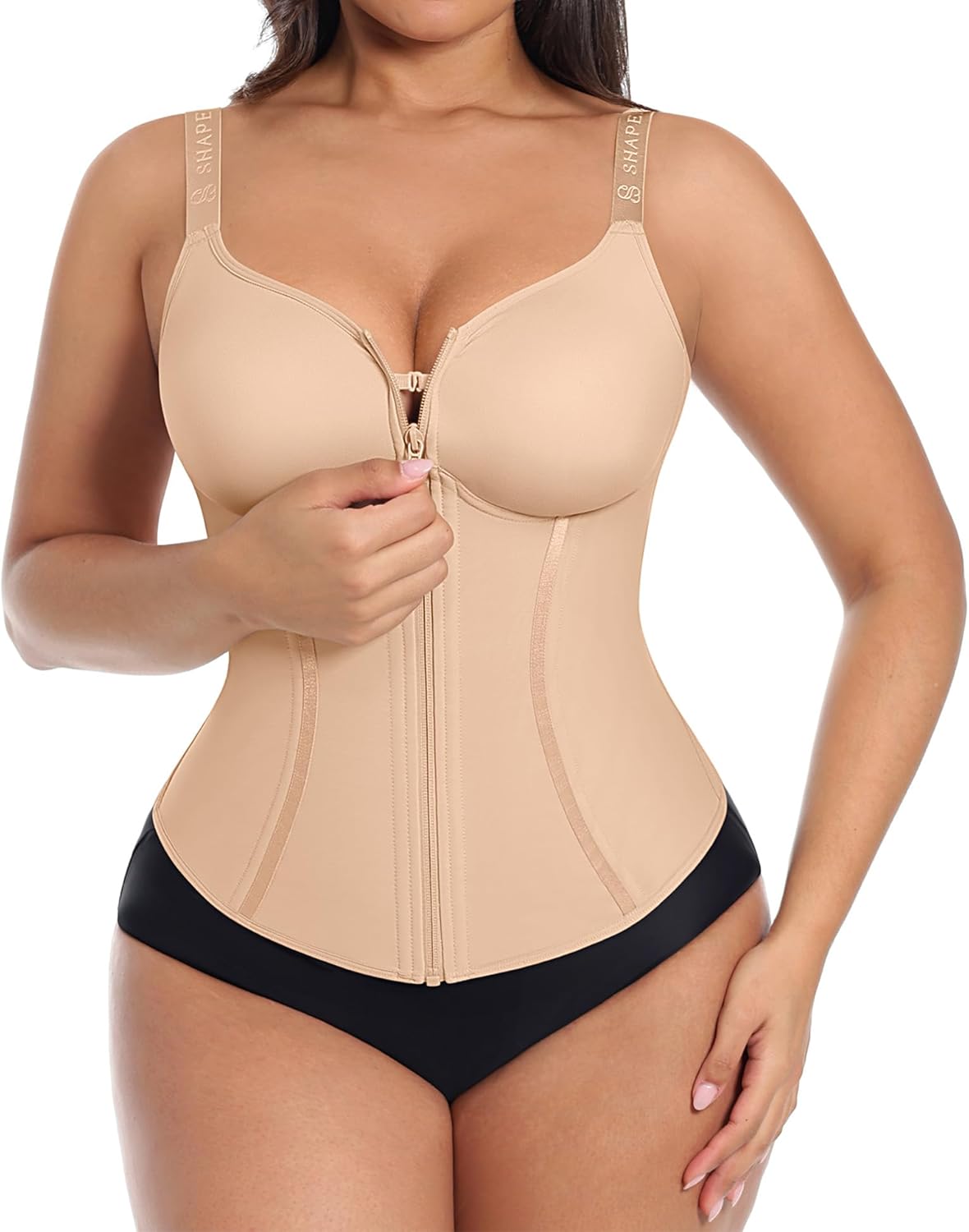 SHAPELLX Waist Trainer for Women Corset Top Tummy Control Shapewear Waist Cincher Body Shaper Fajas Colombianas Moldeadoras