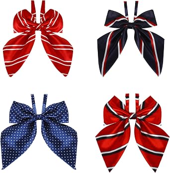 Larcele 4-Pack Girls JK Uniform Bow Ties Adjustable Bowtie Large Ribbon Neck Ties School Uniforms Accessories LJD-01