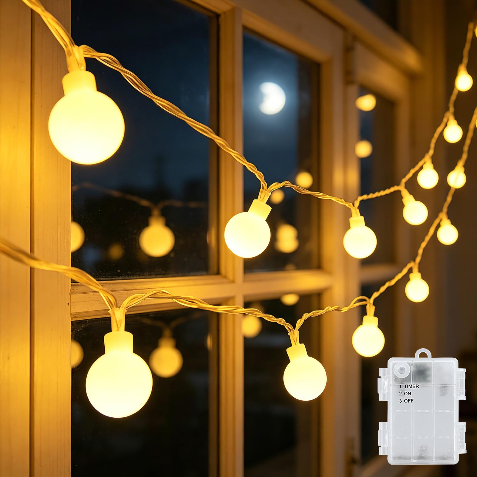 cshare Led Lichterketten Globe Außen, Kugel Batteriebetriebene Lichterkette mit Timer IP65 Wasserdicht für Jar Garten Camping Weihnachten Innen Außen Dekorationen