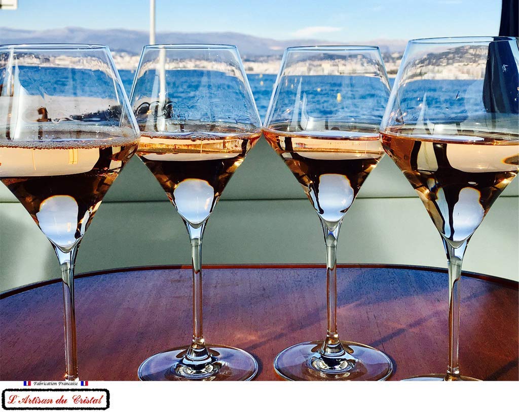 6 Bicchieri di Vino/Acqua in Cristallo - Service Oenologue (38 cl) - Maison Klein Artisan du Cristal - Set Regalo - Firmata : Klein 54120 Baccarat France