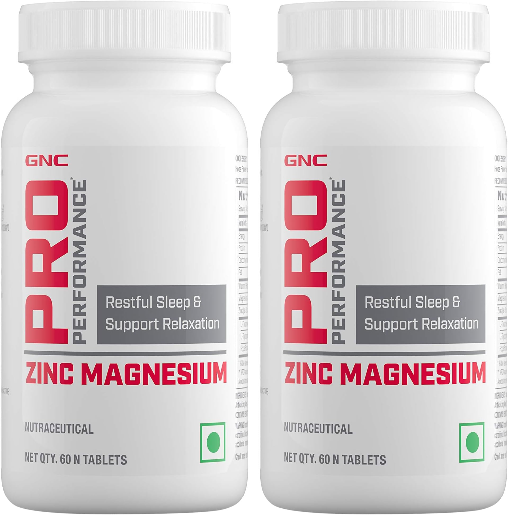 Pro Performance Zinc Magnesium Amino (ZMA) Complex - For Restful Sleep & Relaxation - 60 Tablets (Pack of 2)