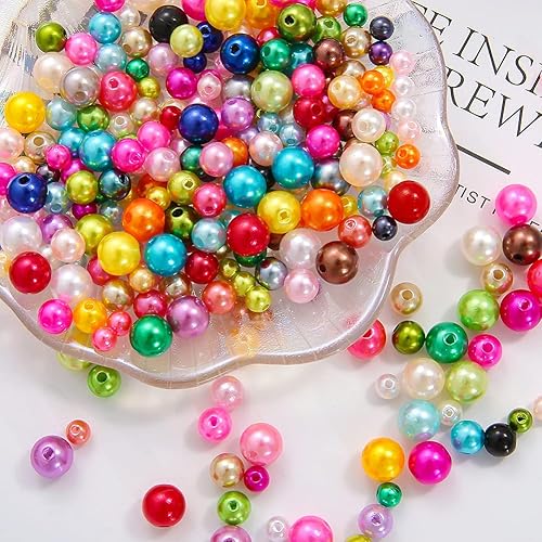 Miniatura 5 de Zsail 5600 cuentas de perlas de satén, cuentas de plástico de perlas de colores con agujeros para pulseras y fabricación de joyas, 4, 5, 6, 0.315in