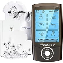 MegaWise 48 Modes（24 * 2） Dual Channel EMS TENS Unit Muscle Stimulator with 14Pcs Reusable Electrode Pads. Rechargeable Continuous Mode Electronic Pulse Massager with Storage Pouch/Pads Holder