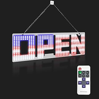 LemonNova Open Sign for Business 15"x 5" Smart LED Open Signs with APP, Flashing USA Flag Open Display Sign with Timer Dimming for Stores Bar Hotel Retail Shops Walls Window