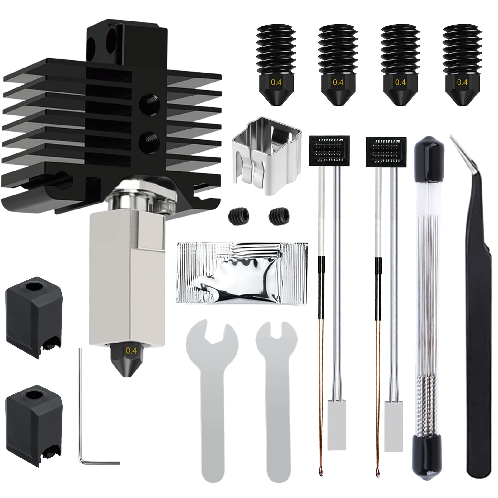 Bambu Lab P1P/P1S用ホットエンドキット、硬化スチールノズル付き3Dプリンターホットエンド交換、0.4mm、Bambu Lab P1シリーズ3Dプリンター用高速&温度押出機加熱ブロックホットエンド