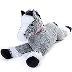 Tezituor 35 Inch Horse Stuffed Animals, Large Stuffed Horse Plush Pillow, Soft Gray Pony Plush Toy for Boys Girls