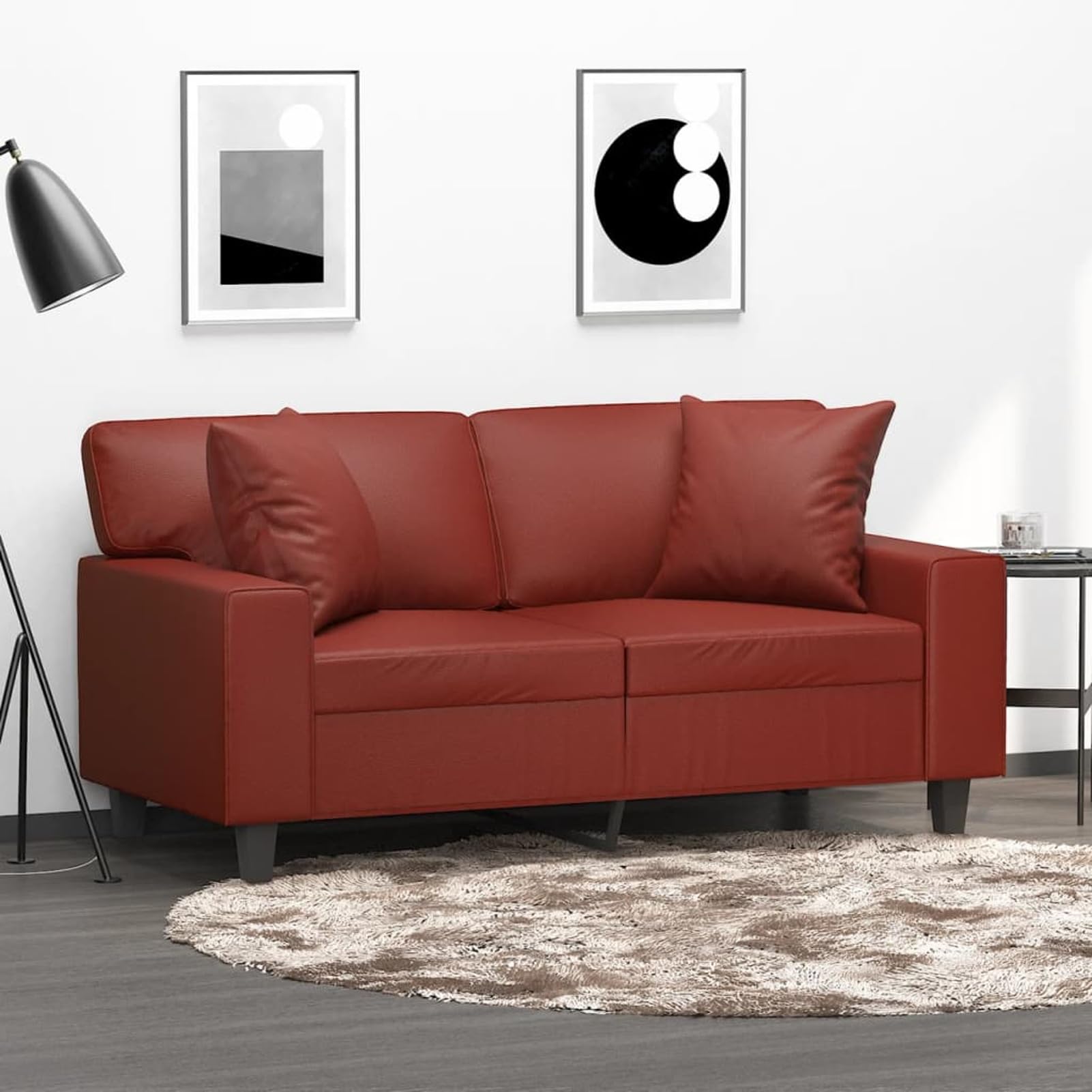Lot de 2 coussins décoratifs en similicuir rouge et rouge, 40 x 40 cm, coussins de canapé avec rembourrage inclus, housse de coussin pour canapé, décoration de salon - SPU : 349483