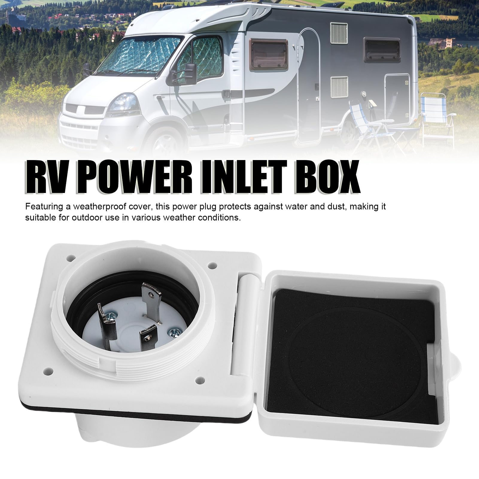 Marhynchus RV Power Box de 30a RV Box de 30 Amperios de Entrada de Energía en la NEMA L5-30P 125V Bloqueo de Torcido con Cubierta Resistente a la Intemperie para RV Boat Marine ETL