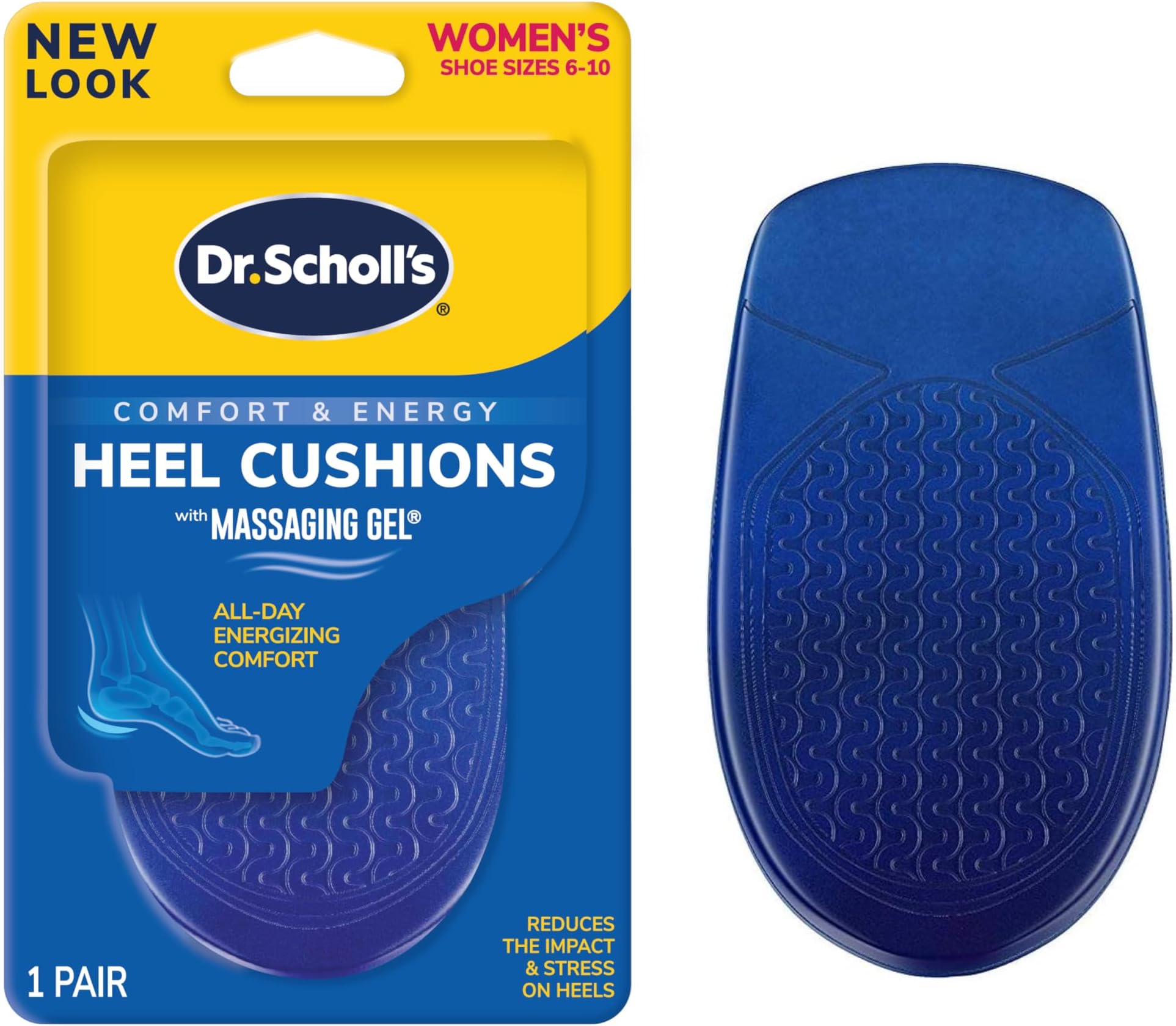 Dr. Scholl's Heel Cushions with Massaging Gel Advanced // All-Day Shock Absorption and Cushioning to Relieve Heel Discomfort