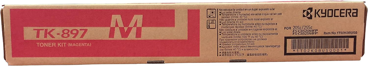 Kyocera 1T02K00US0 Model TK-897K Black Toner Cartridge, Compatible with FS-C8025MFP, FS-C8520MFP, FS-C8525MFP, TASKalfa 205c, 255 and 255c Multifunctional Color Printers