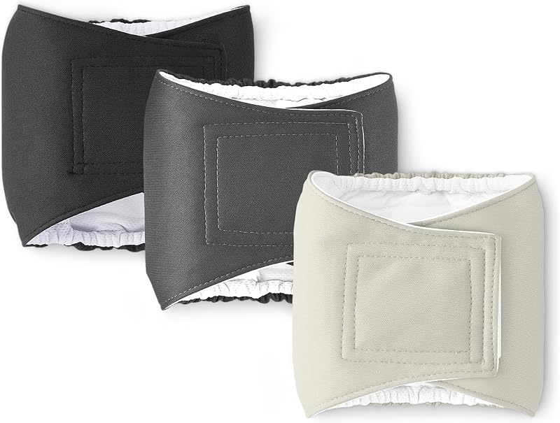 Fralda Reutilizável para Cães Machos com Faixa Abdominal e Forro Absorvente Amazon Basics XS, 3 Unidades