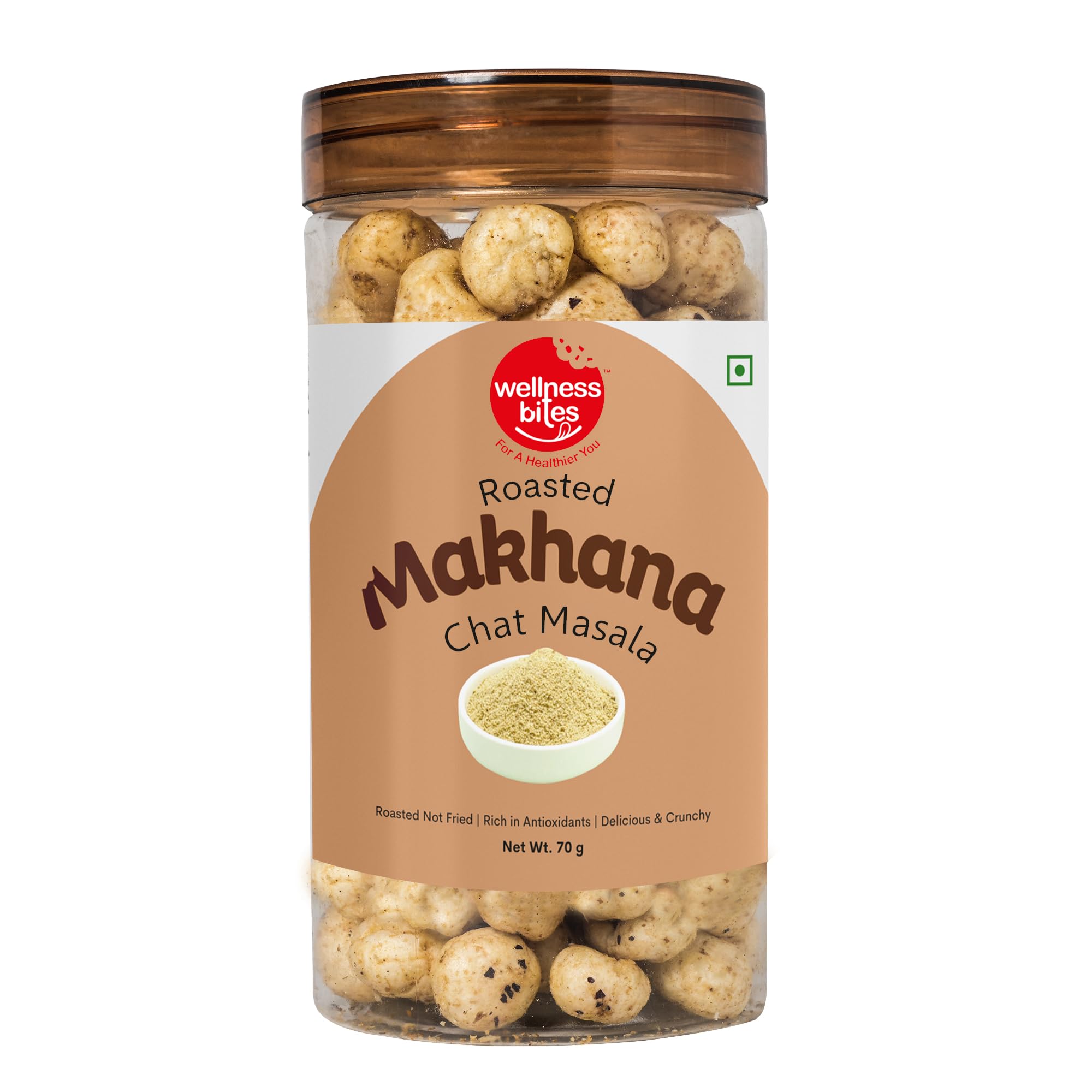 Wellness bites Chat Masala Flavoured Roasted Makhana | Healthy & Crispy Puffed Snacks | Rich in Nutrients | Fox Nut, Lotus Seeds, Phool Makhana | Crunchy & Healthy Snack | Jumbo Sized Pieces | 70g Jar (B0CVS4LP58) Amazon Price History, Amazon Price Tracker
