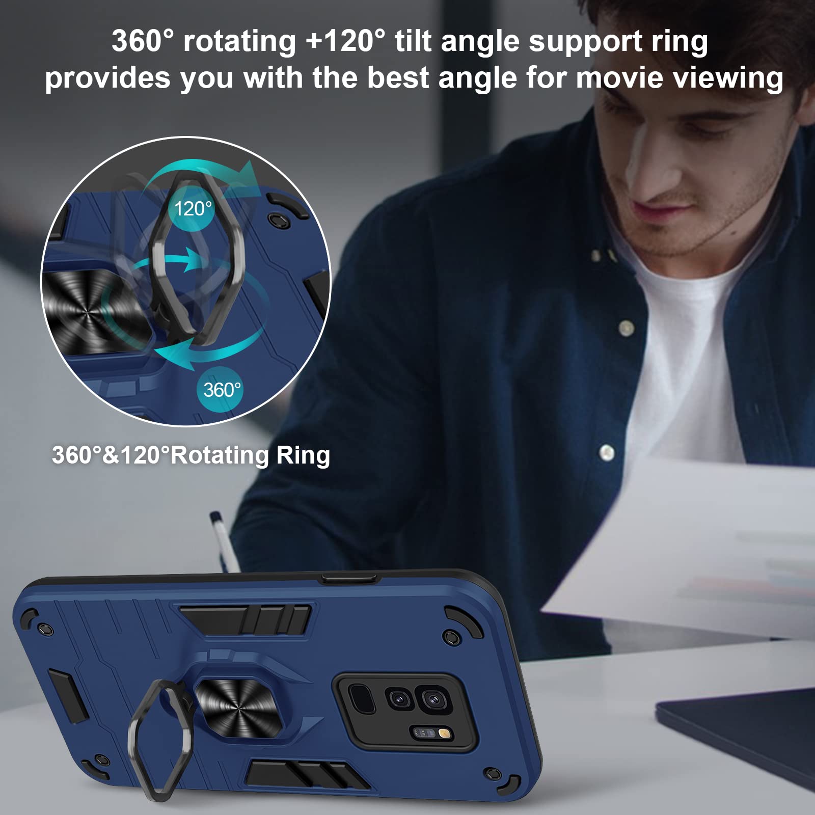 Funda para Xiaomi Redmi Note 15 Pro 5G, Carcasa Antigolpes con Soporte anular metálico, Case Protectora de Grado Militar, Azul — view 43