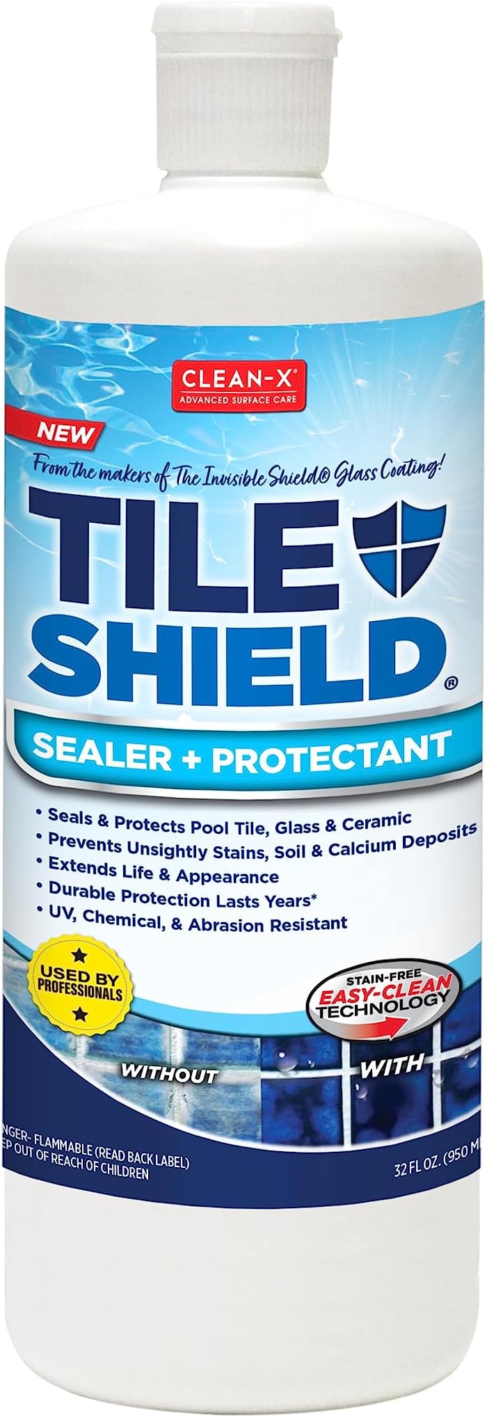 Tile Shield Sealer & Protectant, Nano Protective Pool Tile Treatment, Seals & Protects, 32 oz Pack of 1