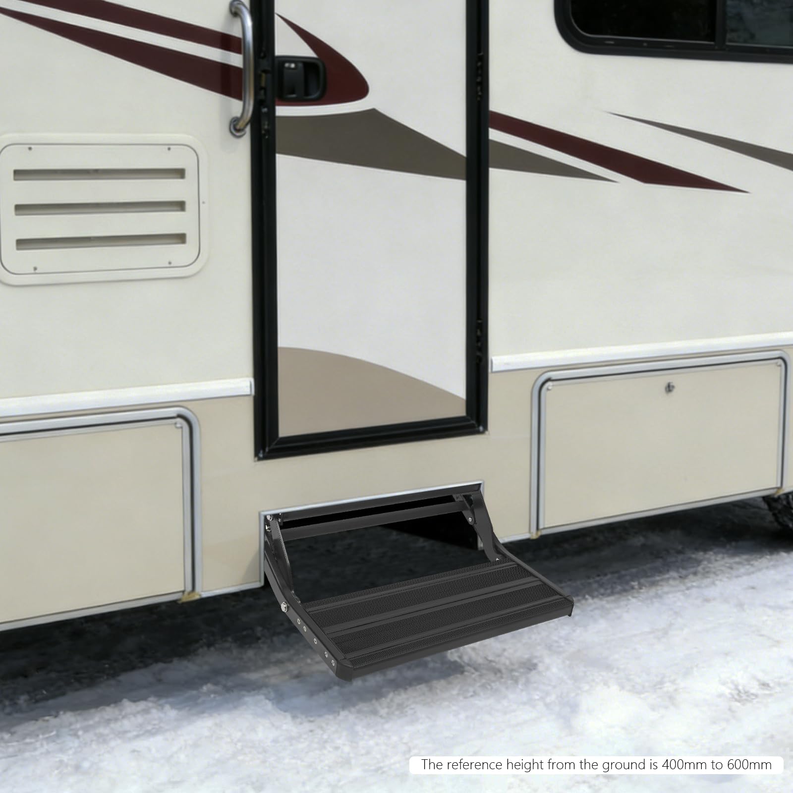 Scalino manuale per camper, gradino pieghevole in alluminio con superficie antiscivolo, portata 200 kg, 550 × 210 mm