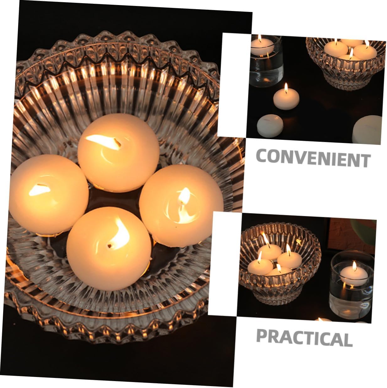 Ciieeo 6pcs Unscented Floating Tea Light Candles 4.5x2.5cm Small Round Wax Tealights for Wedding Centerpieces, Romantic Dinner, Party Decor, Outdoor and Indoor Use