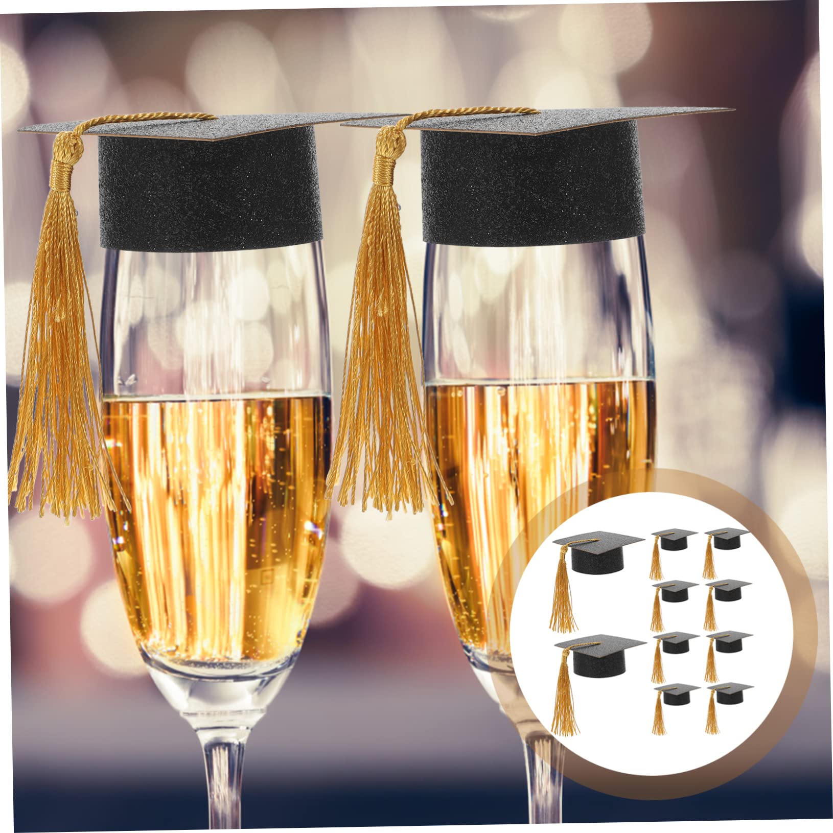 20 piezas de sombrero de doctor decoración, tapa de graduación, mini sombrero de graduación, decoraciones, vasos, sombreros, tapas de graduación para tazas, tapa de graduación, tapa de cáliz,