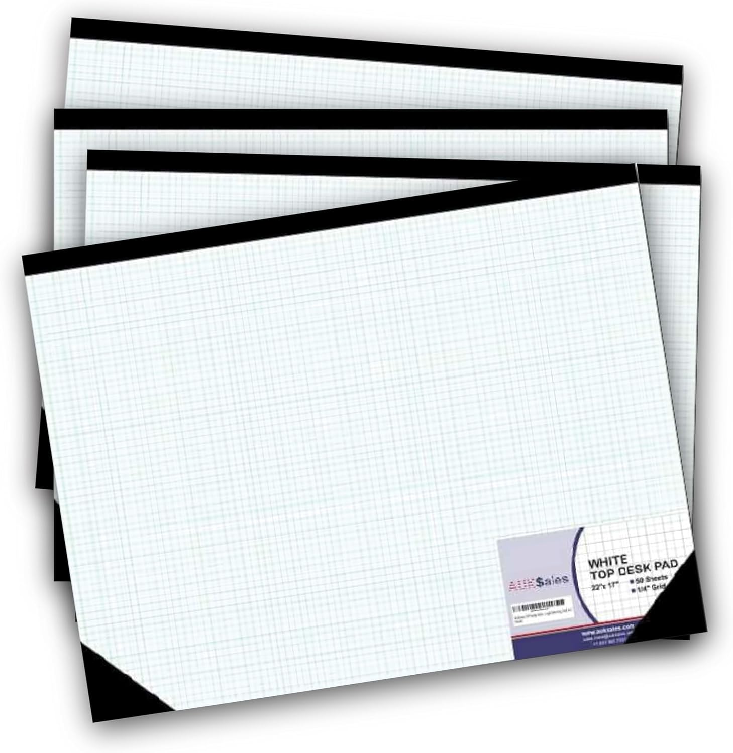 Graph Paper Pad 22"x17", 50 Sheets, 1/4 Inch Grid, 80 GSM, Pack of 4 Engineering Drafting Paper for Designers, Blueprint Sketching, Grid-Based Graphing for Architecture, School, Office