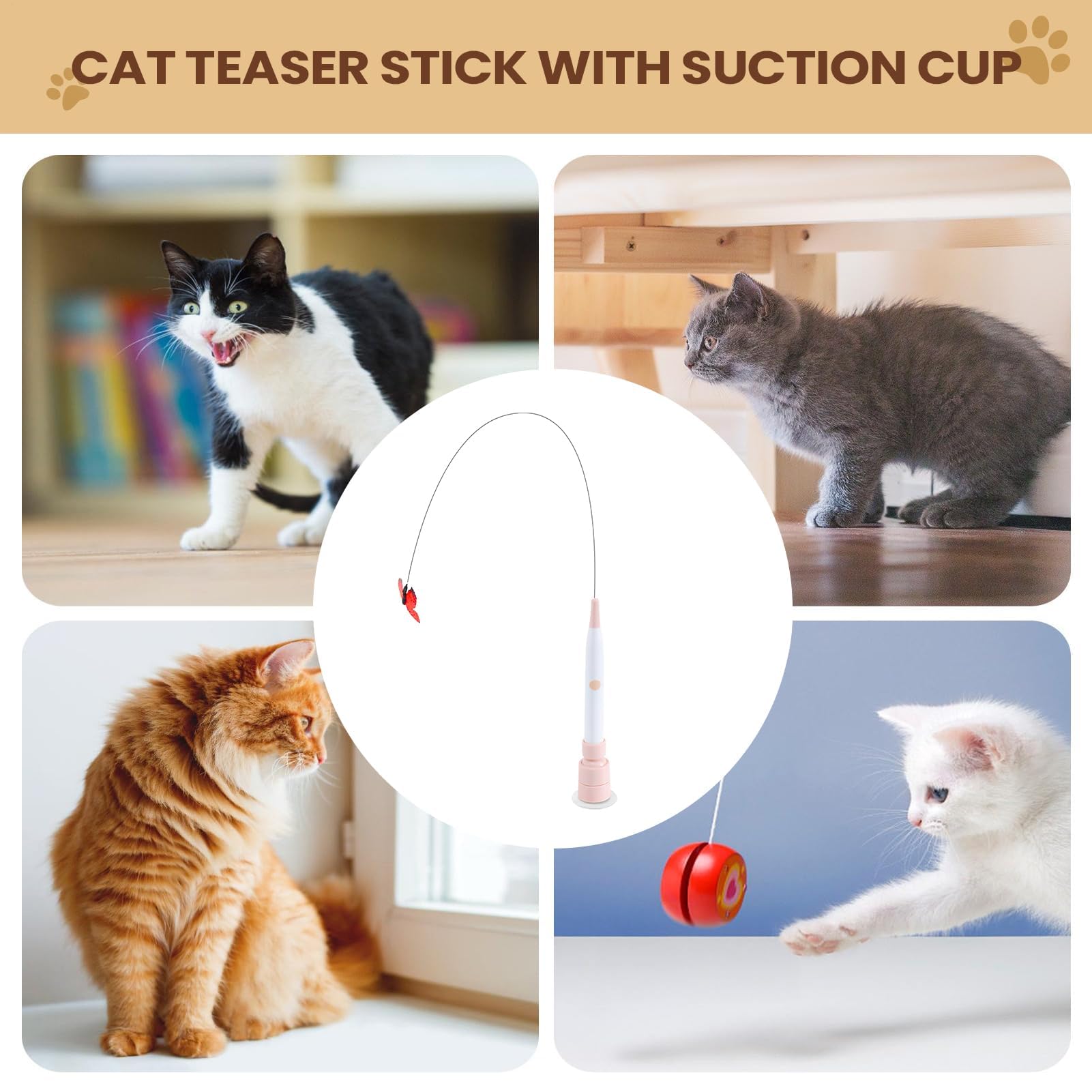 Juguetes para Gatos， Palo de Ejercicio for Mascotas Desmontable 2 Modos: Juguetes interactivos for Gatos Interior