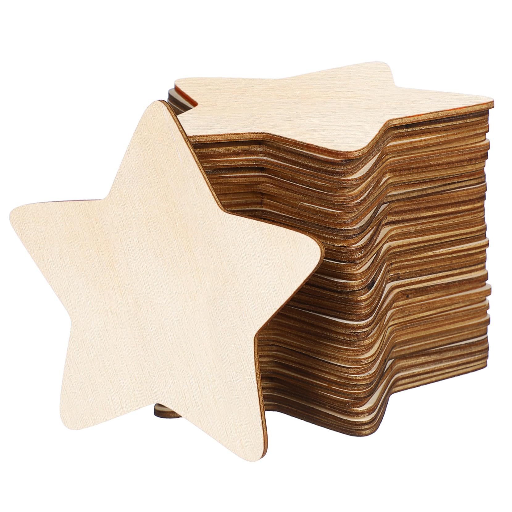 50pezzi Trucioli Di Legno Forma Di Stella Cinque Punte Da Decorazioni Per Casa e Attività Creative Per Ragazzo Ragazza Ragazza