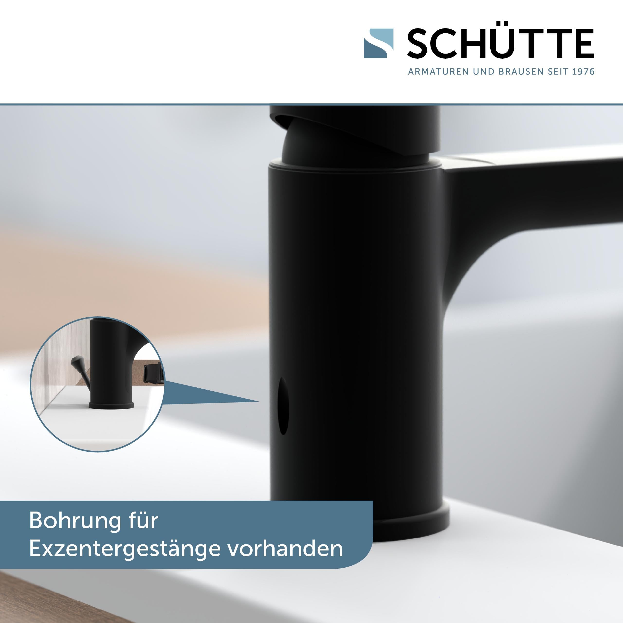 SCHÜTTE Denver 44106 Basin Mixer Tap with Pop-Up Valve Single Lever Bathroom Tap Bathroom Sink Tap Matt Black - Image 4