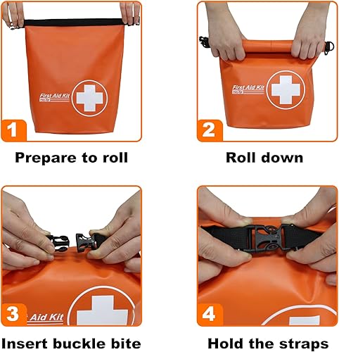 Miniatura 4 de MDSTOP Kit de primeros auxilios impermeable, bolsa seca ligera con suministros de supervivencia de emergencia, para exteriores, pesca, kayak,