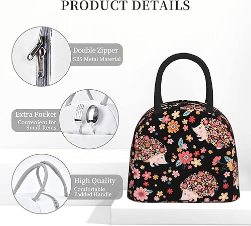 Miniatura 5 de Linda bolsa de almuerzo de cerdo rosa con dibujos animados, caja de comida preparada con aislamiento, contenedor de almuerzo reutilizable