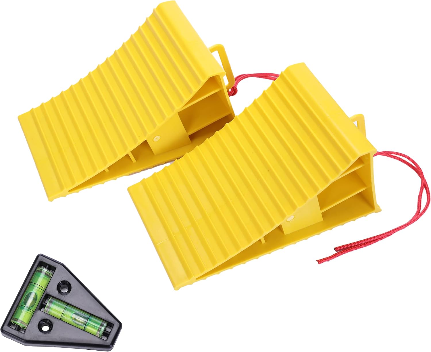 Homeon Wheels RV Camper Large Wheel Chocks with Handle and Rope for Safety-Car Chocks, Tire Chocks, Trailer Solid Heavy Duty Wheel Chocks-2 Packs.(Yellow)