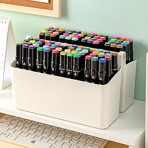 Miniatura 2 de Frcctre Paquete de 2 organizadores portátiles de plástico con asa, apilables, 8 ranuras, organizador de almacenamiento con divisores ajustables para