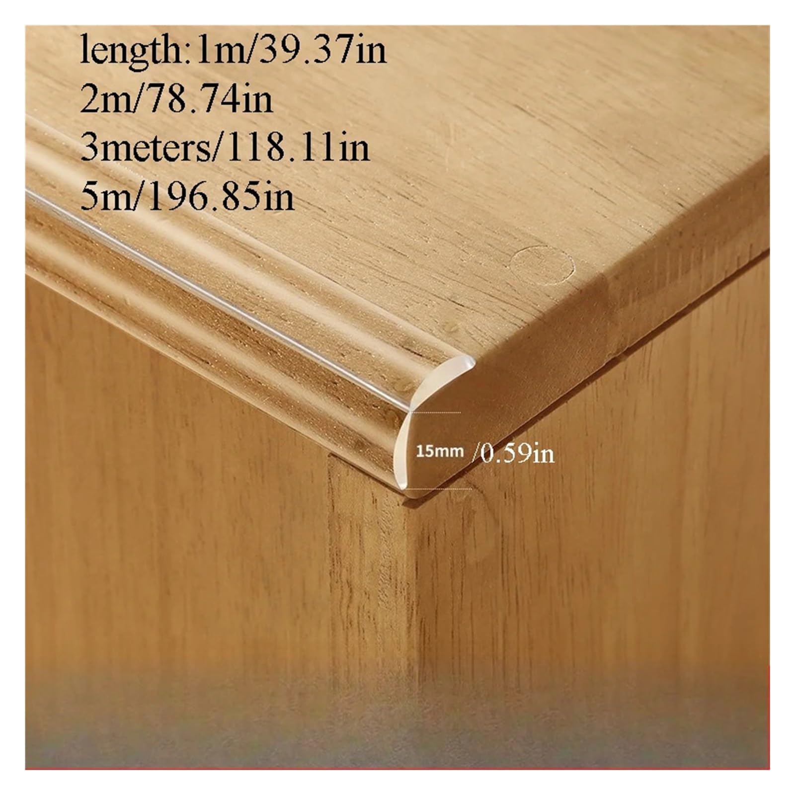 1/2/3/5m Przezroczysta Listwa Ochronna Z Taśmą Dwustronną Anti-Bumb Kid Safety Table Edge Osłona Mebli Ochraniacze Narożne(5m-15mm)