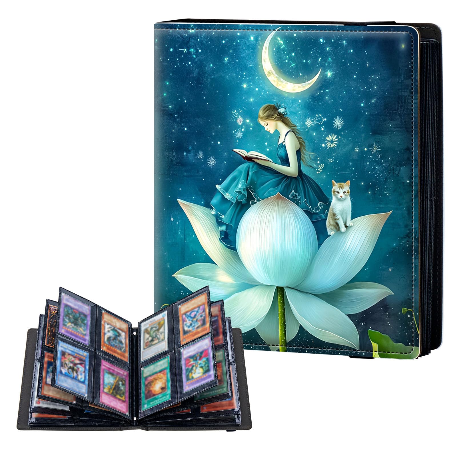 ETLKJVBL 4 Pocket Trading Card Binder, Card Collection Binder for TCG, MTG, Sports Cards, Baseball, Girl Flower Trading Card Book Holder for Collectors, Top Loader Binder — image 1