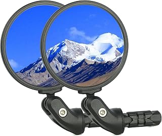 BriskMore Bike Bar End Mirrors - HD 76mm Convex Glass Rearview for Road, Mountain Bikes & Scooters, Easy Install 14-24mm Handlebars