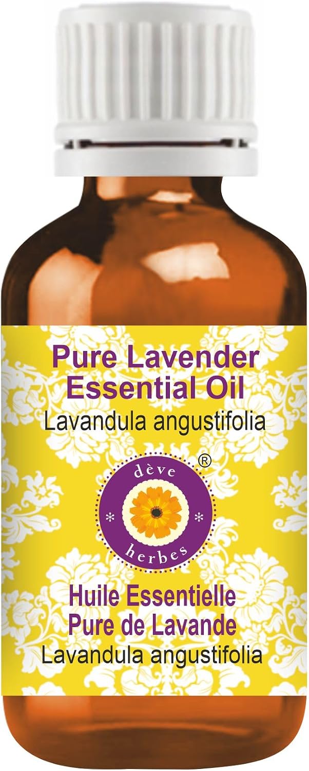 dève herbes Lavender Essential Oil (Lavandula angustifolia) Pure | Non-Sticky | Non-Greasy | Lightweight | Men & Women | All Skin Types | Steam Distilled 15ml (0.5 oz)