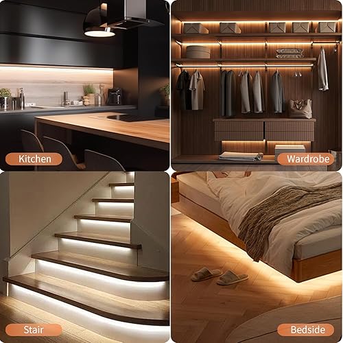 Miniatura 7 de Tira de luz flexible con sensor de movimiento PIR de 6.56 pies, caja de batería activada por movimiento para armario, escalera, debajo del