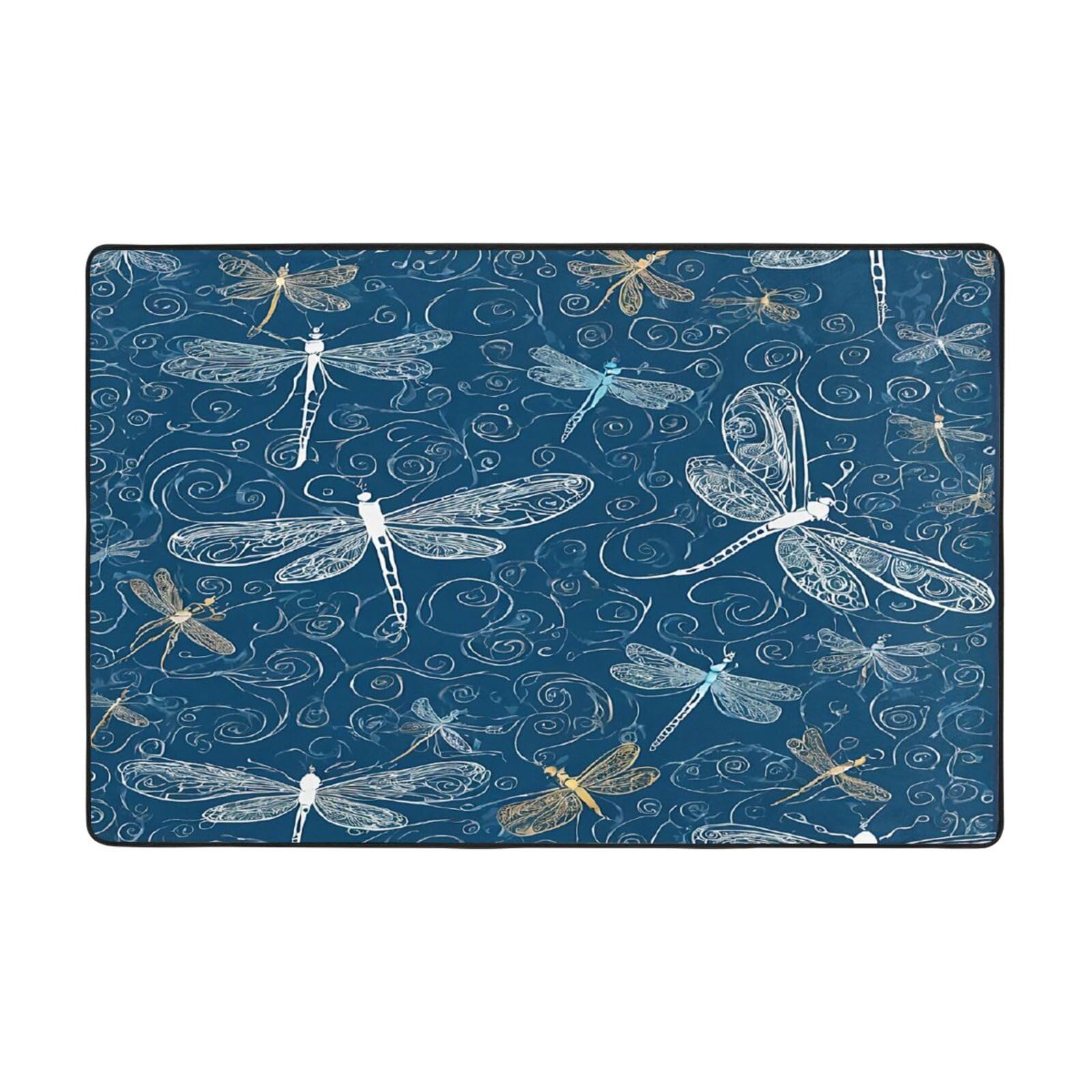 Tapis imprimé libellule bleue antidérapant pour sécuriser votre sol de bureau