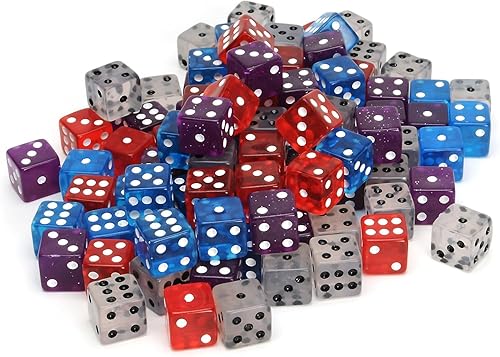 WE Games - Juego de dados multicolores a granel, paquete de 100 dados de esquina redondeada de 6 caras de 0.63 pulgadas para juegos de dados, noches
