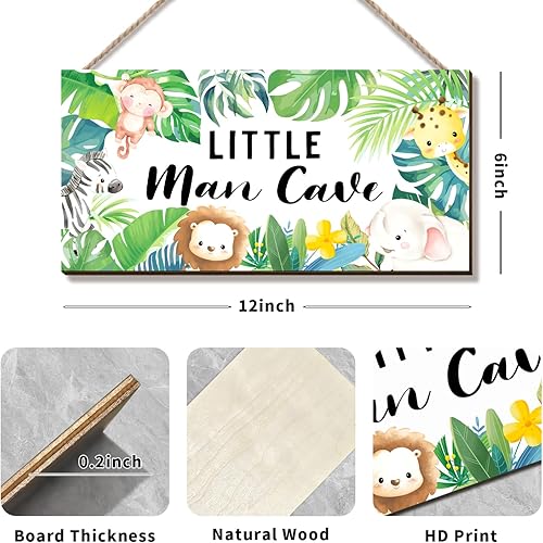 Miniatura 2 de ZIEYOMI - Letrero de cueva de hombre pequeño, decoración de habitación de bebé, temática de animales de safari en la selva, decoración de dormitorio