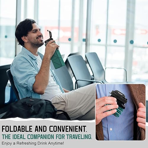 Vista 32 de Botellas de agua plegables de silicona de 20.6 onzas, plegables, a prueba de fugas, sin BPA, reutilizables, ligeras, portátiles, botellas de agua