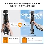 K&F Concept Tripode, 68" Tripod pour appareil photo DSLR,Canon, Nikon Trépied compact de téléphone de voyage avec amovible 3-Way Pan Head,Trépied léger avec télécommande et support de téléphone pour Vlog,Capacité de charge 8.82lbs