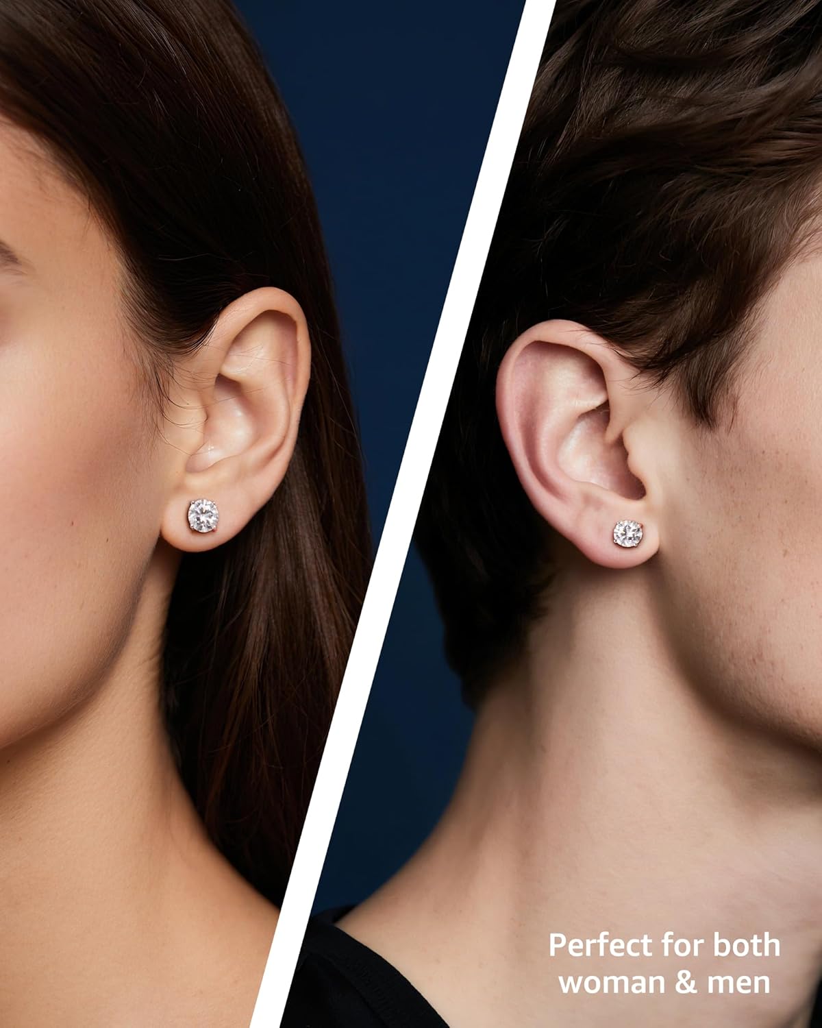 Moissanite Stud Earrings for Women, 925 Sterling Silver Earrings, 18K White Gold Plating earrings for Men (0.6-4ct) - Image 3